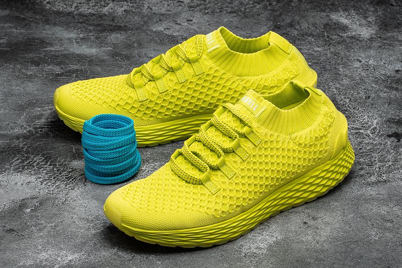 Yellow Nobull Neon Lime Knit Runner Men's Running Shoes | CA Z1174U